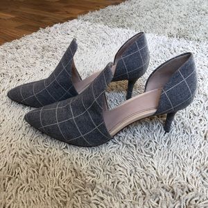 Women’s AD & Daughters gray felt heels with pink plaid pattern. Brand new. 7.5